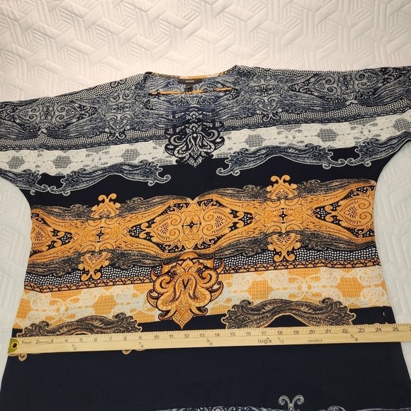 Alfani Blouse/shirt Womens Navy White Orange Loose Flowy Fit Light Boho 14W - Picture 9 of 12